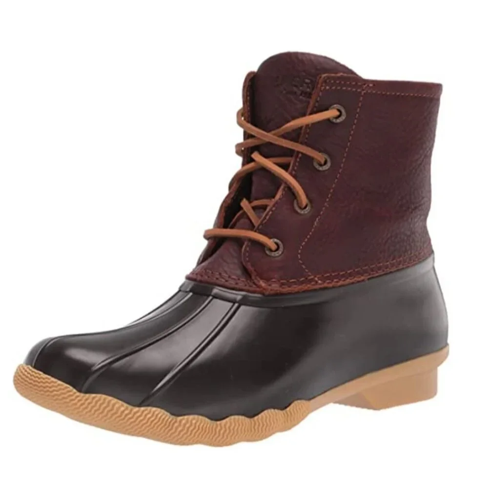 NEW Women's 7.5W Sperry Saltwater Snow Duck Boot - Tan/Dark Brown
